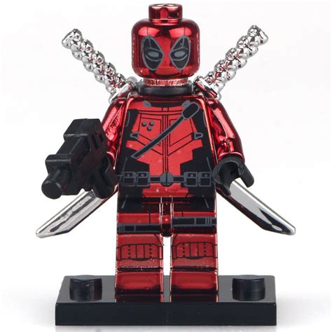 Custom Chrome Deadpool Minifigures Lego Marvel Super Hero Compatible