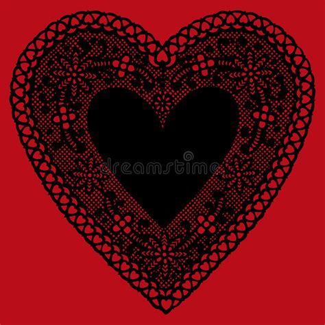 Black Lace Heart Doily On White Background Stock Vector Illustration