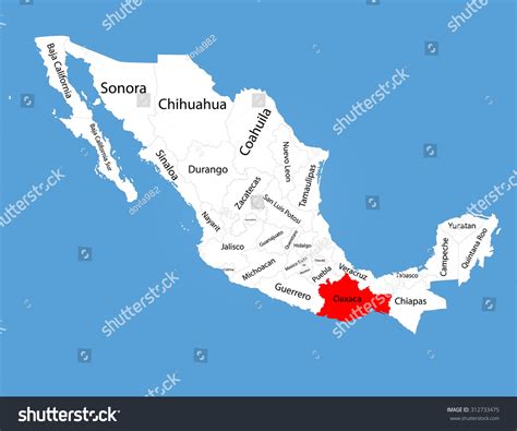 Oaxaca Mexico Vector Map Silhouette Isolated เวกเตอร์สต็อก ปลอดค่า