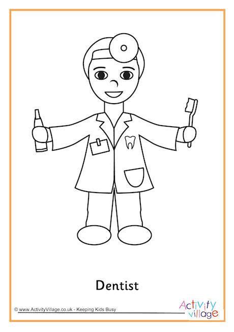 Dentist Colouring Page People Who Help Us Community Helpers Theme