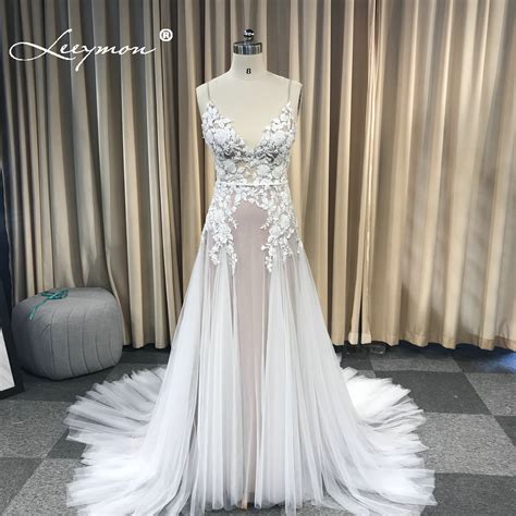 2019 New Backless Mermaid Wedding Dress Ivory Lace And Nude Lining