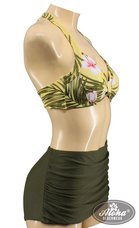 Hibiskus Hawaiimuster Vintage Triangel Bikini Tiki Floral