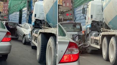 Cement Mixer Smashes Into Cars Youtube