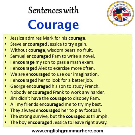 Sentences With Courage Courage In A Sentence In English Sentences For Courage English