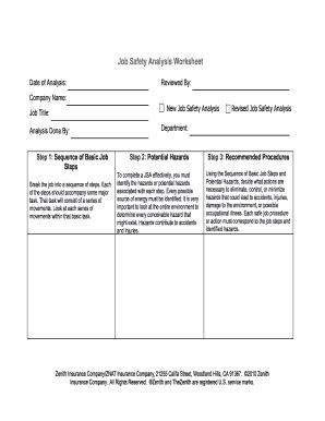 Printable Job Safety Analysis Forms And Templates Fillable Samples