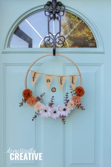 Simple Diy Fall Hoop Wreath Domestically Creative