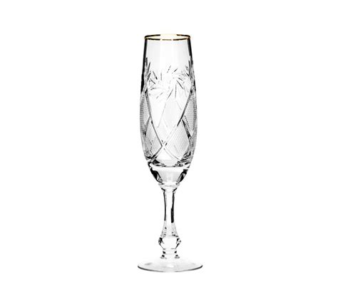 Set Of 6 Neman Glassworks 6oz Vintage Russian Crystal Champagne Flute
