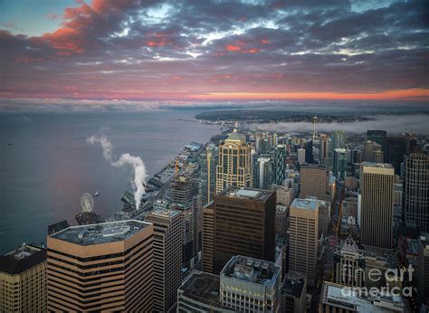 Seattle Cityscape Sunrise Clouds Photograph By Mike Reid Fine Art America