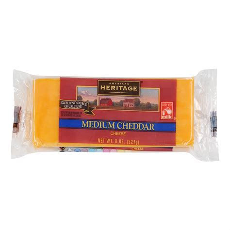 American Heritage Medium Cheddar Cheese Bar 227gm Sharjah Co