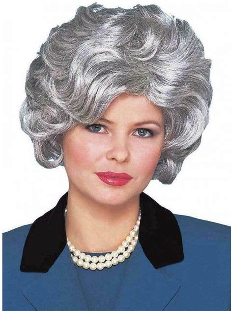 classy old woman grey costume wig women s silver granny wig