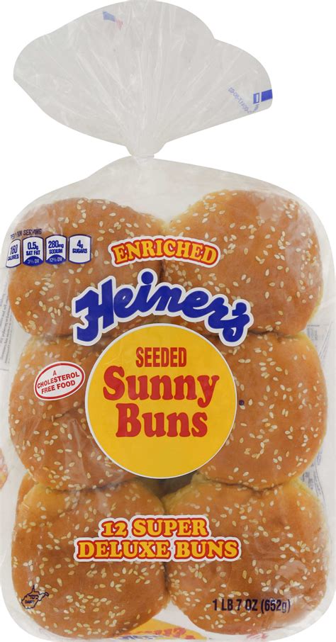Heiners Sunny Buns Super Deluxe Seeded Buns 12 Count 24 Oz