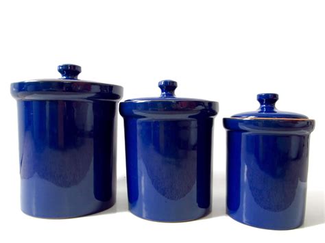 Cobalt Blue Ceramic Canister Set Made In Italy Italian Kitchen Etsy