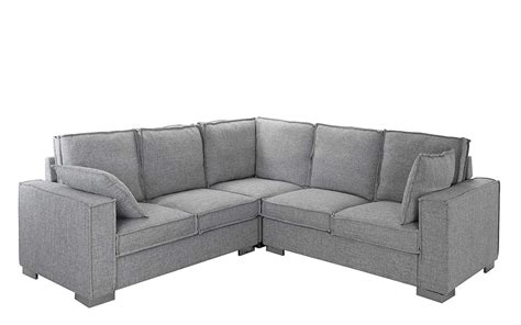 Modern Living Room Linen Fabric Sectional Couch L Shape Sofa Light Grey Ebay