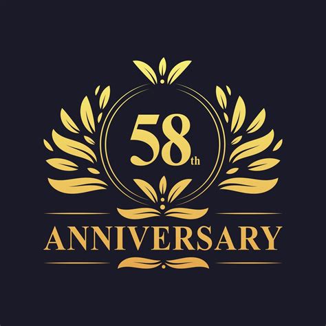 58th Anniversary Design Luxurious Golden Color 58 Years Anniversary