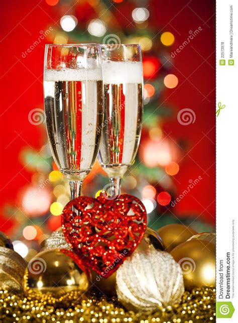 50 awesome decoration ideas that brings the joy of christmas to your home. Christmas Decorations And Champagne Glass Stock Photo ...
