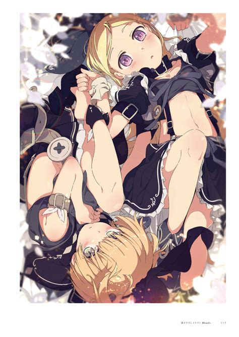 Ogipote Highres Scan Girls Ankle Cuffs Blonde Hair Bow Hair Bow Looking At Viewer