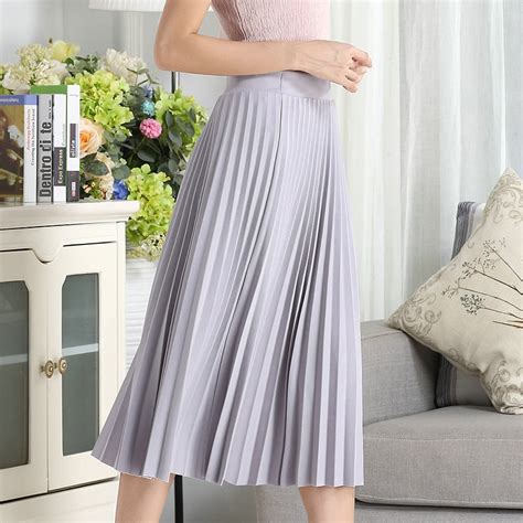 Faldas Plisadas Lisas Para Mujer Faldas Largas De Gasa De Cintura Alta Estilo Coreano Ulzzang