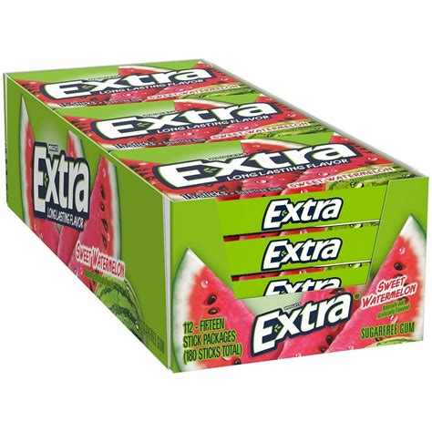 Extra Sweet Watermelon Sugar Free Gum 15 Count 12 Pack