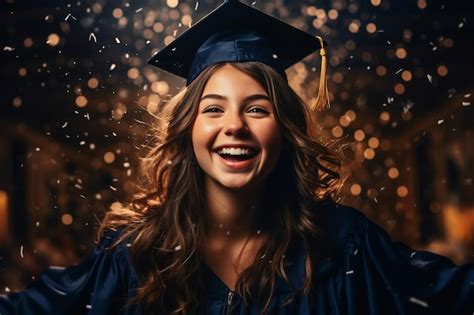 Premium Ai Image Joyful Graduation Girl Celebrating A Milestone