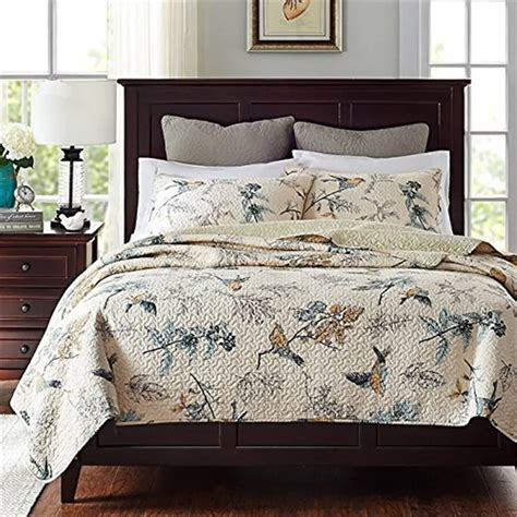 Fadfay 100 Cotton Bedspread Sets Country Comforter Sets Birds Printing
