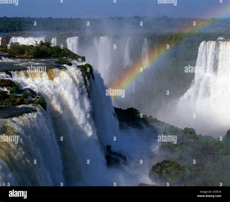 Rainbow Over A Waterfall Devils Throat Iguacu Falls Iguazu River