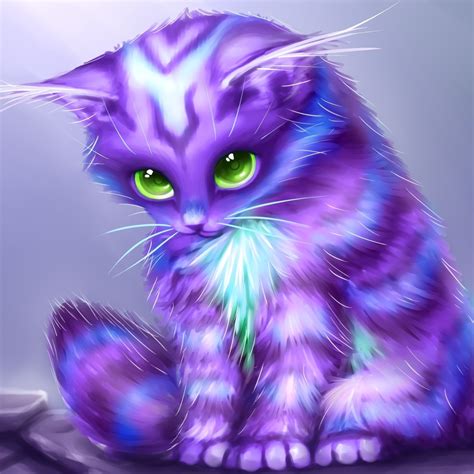 Cute Purple Cat With Green Eyes Pfp