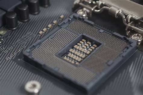 Intel Lga 1151 Cpu Socket On Motherboard Computer Pc Stock Photo