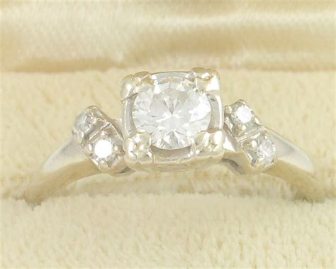 Vintage Diamond Engagement Ring K White Gold Ct Tw Diamond Ring