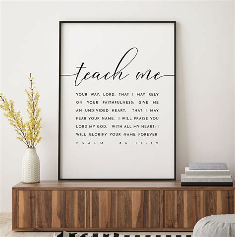 Psalm 86 11 12 Teach Me Your Way Bible Verse Wall Art Etsy