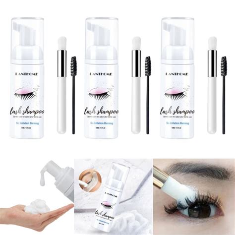 3x Eyelash Extension Shampoo 50ml Lash Eyelid Foam Cleaner For Salon Grafting Eyelashes Gentle