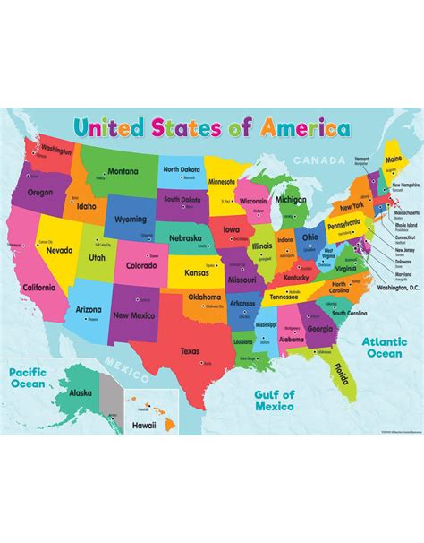 Colorful United States Of America Map Chart Tools 4 Teaching