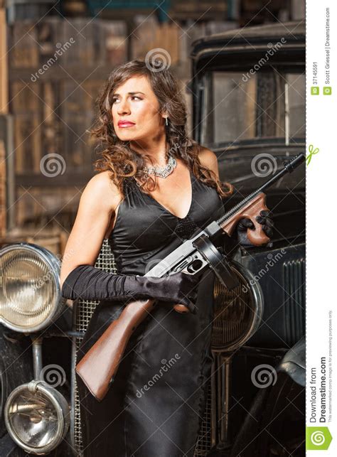 Confident Gangster Woman With Gun Stock Image Image Of American