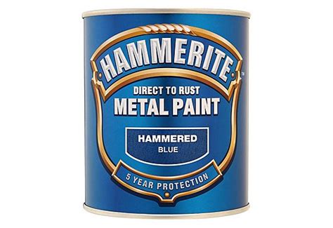 Halfords Ireland Hammerite Direct To Rust Metal Paint Hammered Blue 750ml