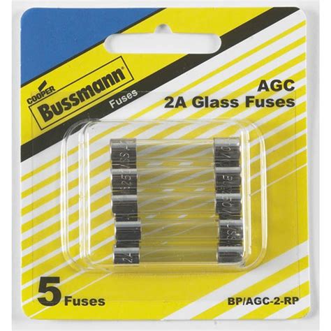 Bussmann 2 Amp Glass Tube Fuse 5 Pack