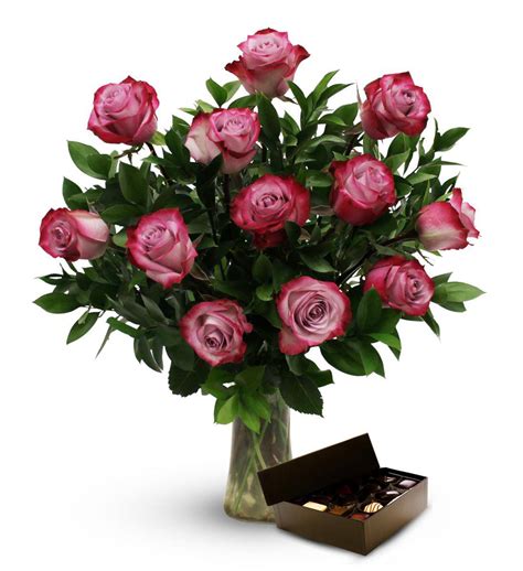 Dozen Pink Roses And Chocolates Avas Flowers