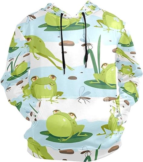 Sweatshirt Mens Hoodies Pond Frog Eating Long Sleeve