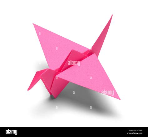 Pink Origami Paper Crane Isolated On White Background Stock Photo Alamy