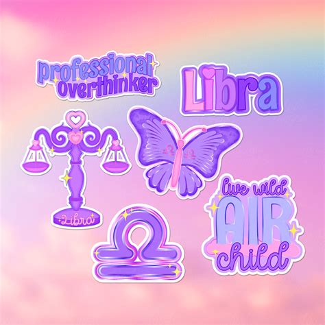 Libra Zodiac Vinyl Sticker Pack Aesthetic Stickers Cute Etsy