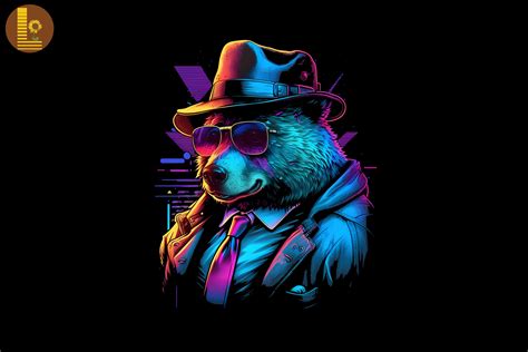 Synthwave Retro Gangster Bear Graphic By Lewlew · Creative Fabrica