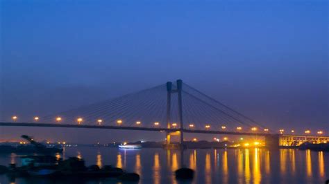 2nd Hooghly Bridge Kolkata At Night Youtube