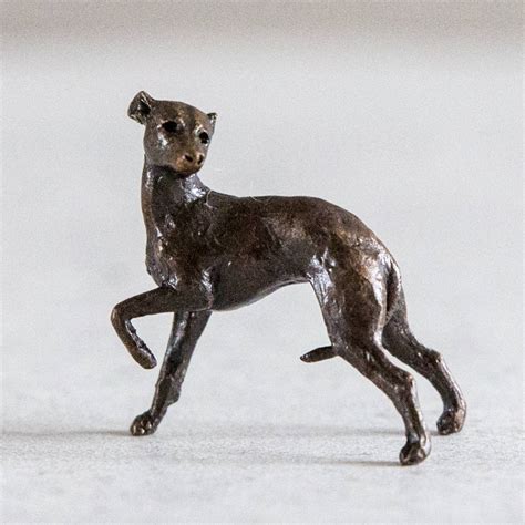 Miniature Bronze Whippet Statue By Ginger Rose