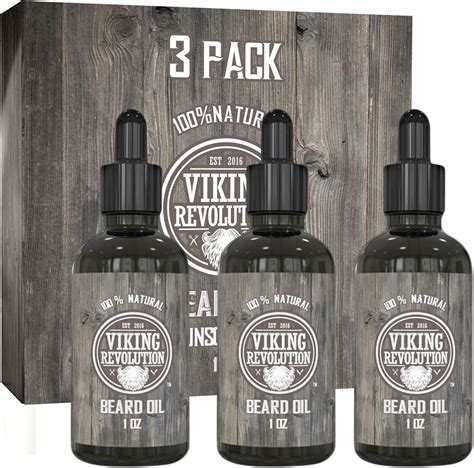 Viking Revolution Beard Oil For Men 3 Pack 1oz Each All Natural Unscented Argan And Jojoba