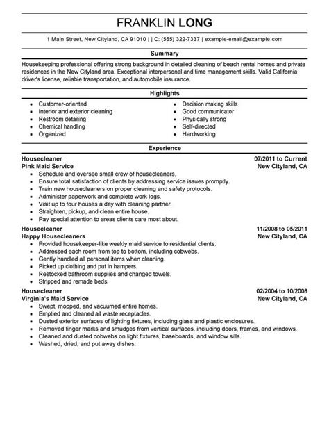 A cv, short form of curriculum vitae, is similar to a resume. Best Housecleaners Resume Example From Professional Resume Writing Service