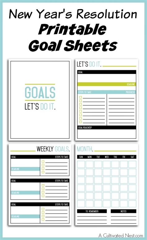 New Years Resolution Printable Goal Sheets New Years Resolution