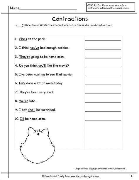 12 Best Images Of Contraction Sentences Worksheets Contraction
