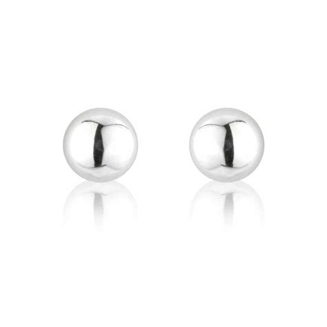 9ct White Gold Half Bead Stud Earrings David Christopher