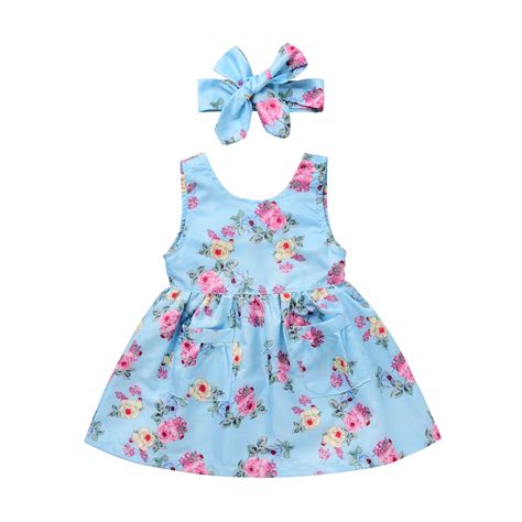 2017 Cute Toddler Baby Girls Flower Cotton Dress Kids Summer Floral