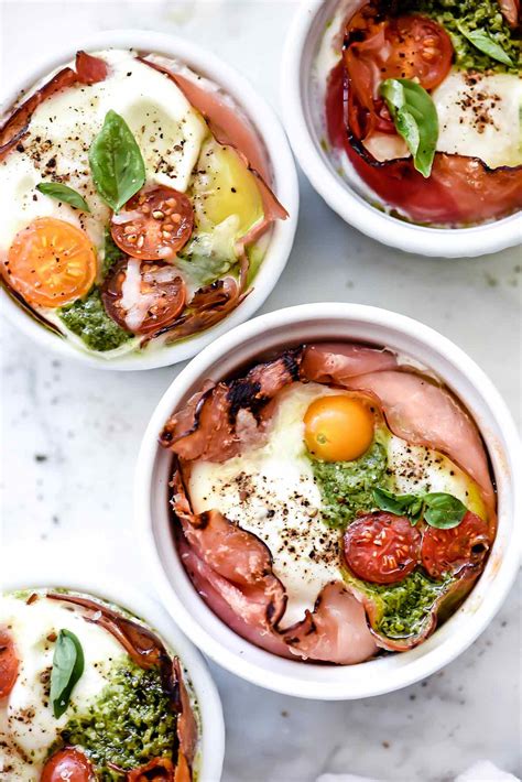 Don't miss out on breakfast, throw any of these recipes in the microwave and you'll have breakfast in a flash! Microwave Egg Caprese Breakfast Cups | foodiecrush.com