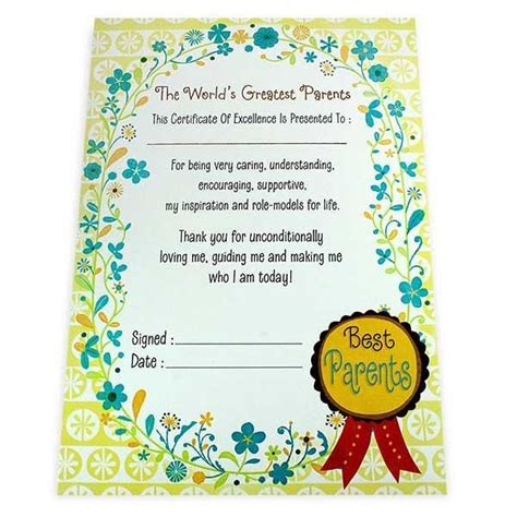 Parent Certificate Of Appreciation