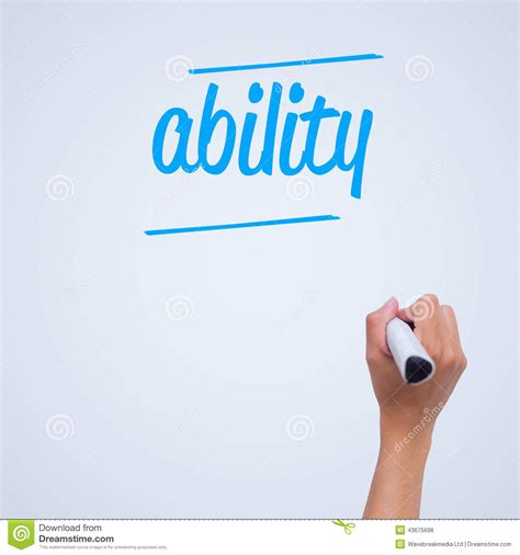Ability Against Female Hand Writing With Marker Stock Photo - Image of ...